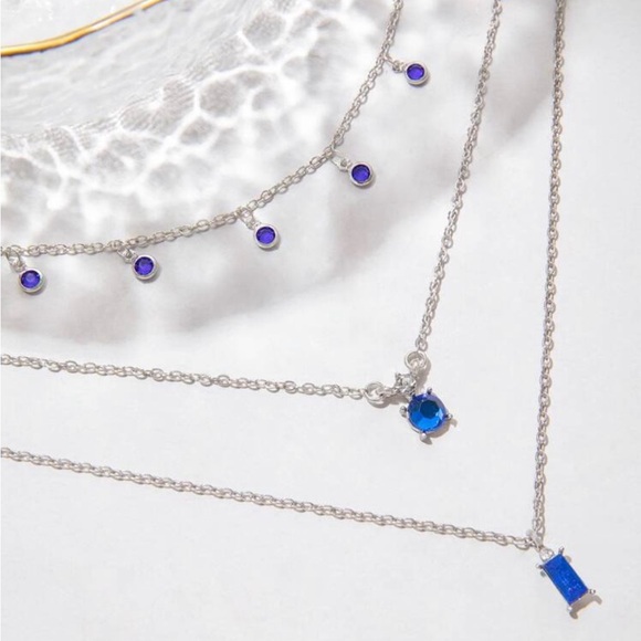 ⚠️Clearance Elegant 2pcs Silver and Blue Layered Necklace Set - Picture 5 of 6